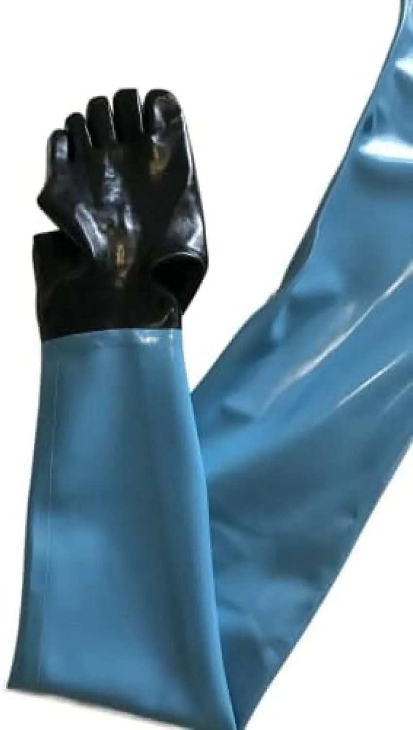 Latex Blue Neck Entry Latex Catsuit Gloves Toes Socks with Lockable Crotch Zipper,(Male) Black,Customize Free