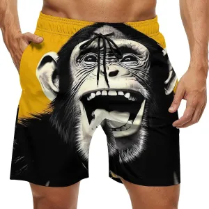 Laugh Monkey Chimp Men's Swim Trunks Quick Dry Bathing Suit Swimming Board Shorts Beach Swimwear