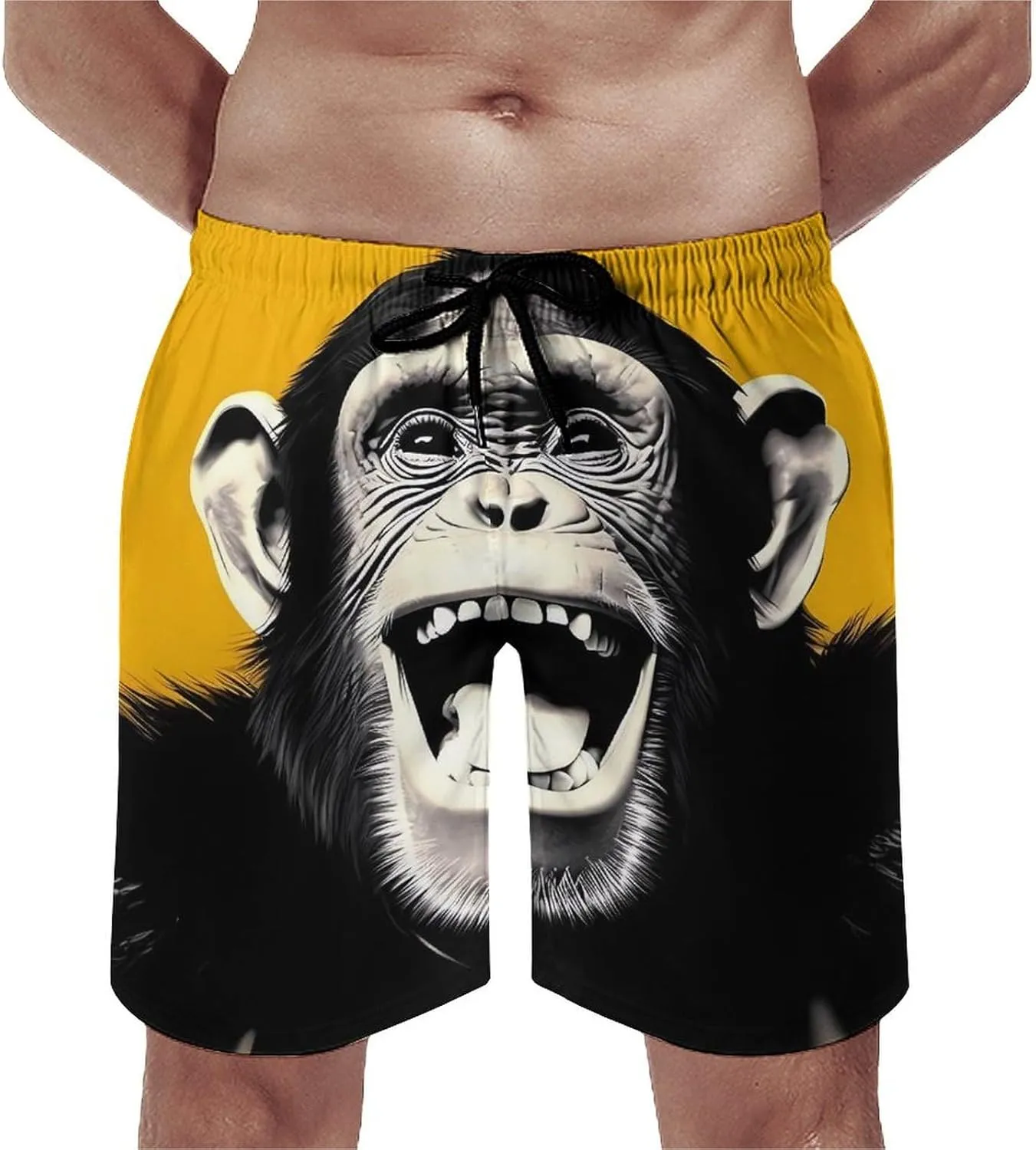Laugh Monkey Chimp Men's Swim Trunks Quick Dry Bathing Suit Swimming Board Shorts Beach Swimwear