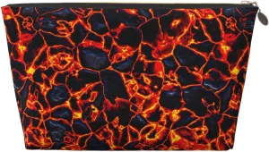 Lava Melting Rocks Red Black Small Makeup Bag For Purse,Leather Cosmetic Bags For Girls Women Zipper Travel Toiletry Pouch Makeup Bags