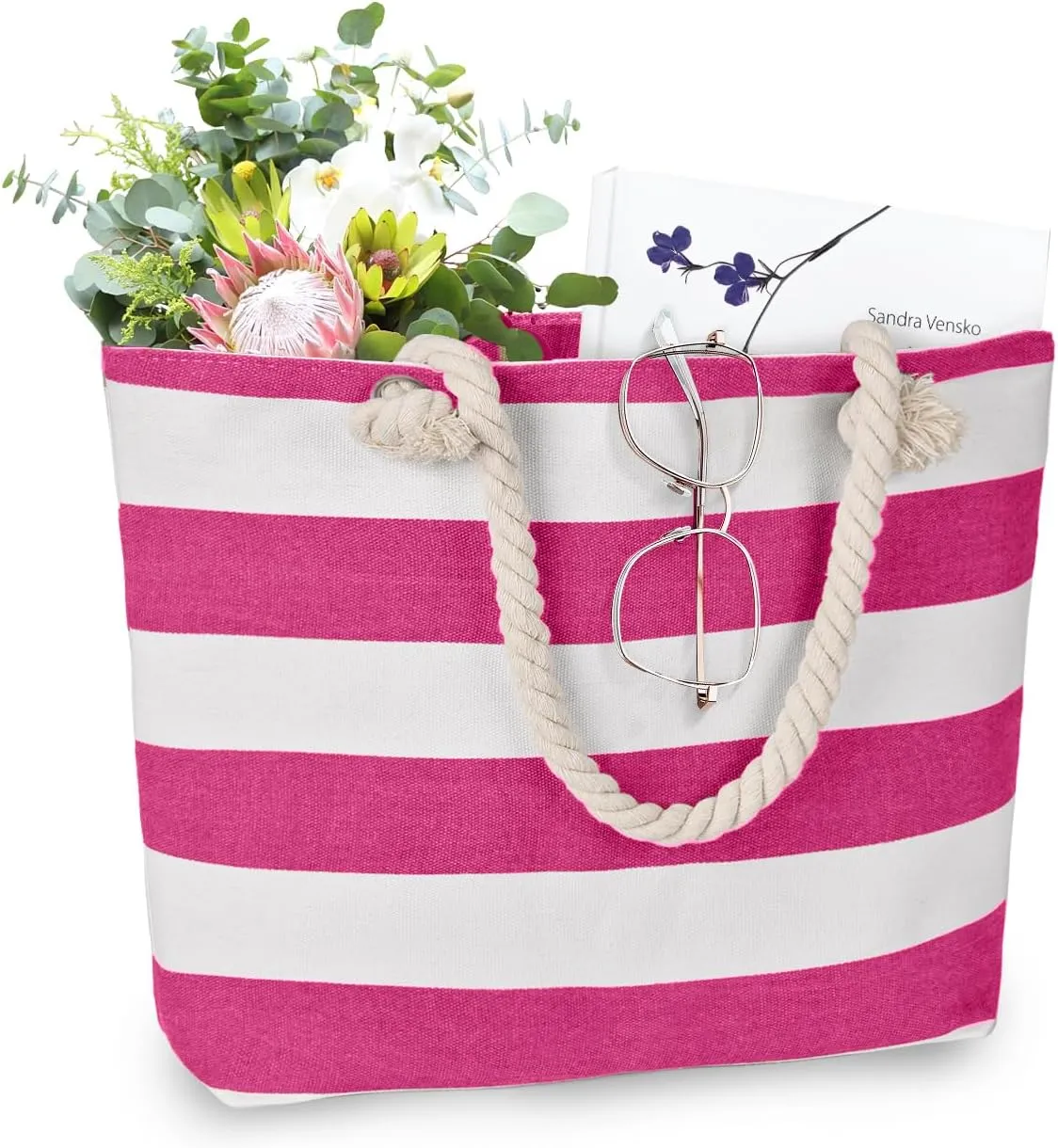LAVTUG Beach Bags for Women Large Canvas Beach Tote Bag Waterproof Sandproof Beach Bags Swim Pool Bag Travel Essentials