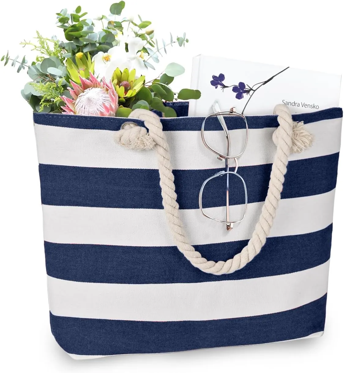 LAVTUG Beach Bags for Women Large Canvas Beach Tote Bag Waterproof Sandproof Beach Bags Swim Pool Bag Travel Essentials