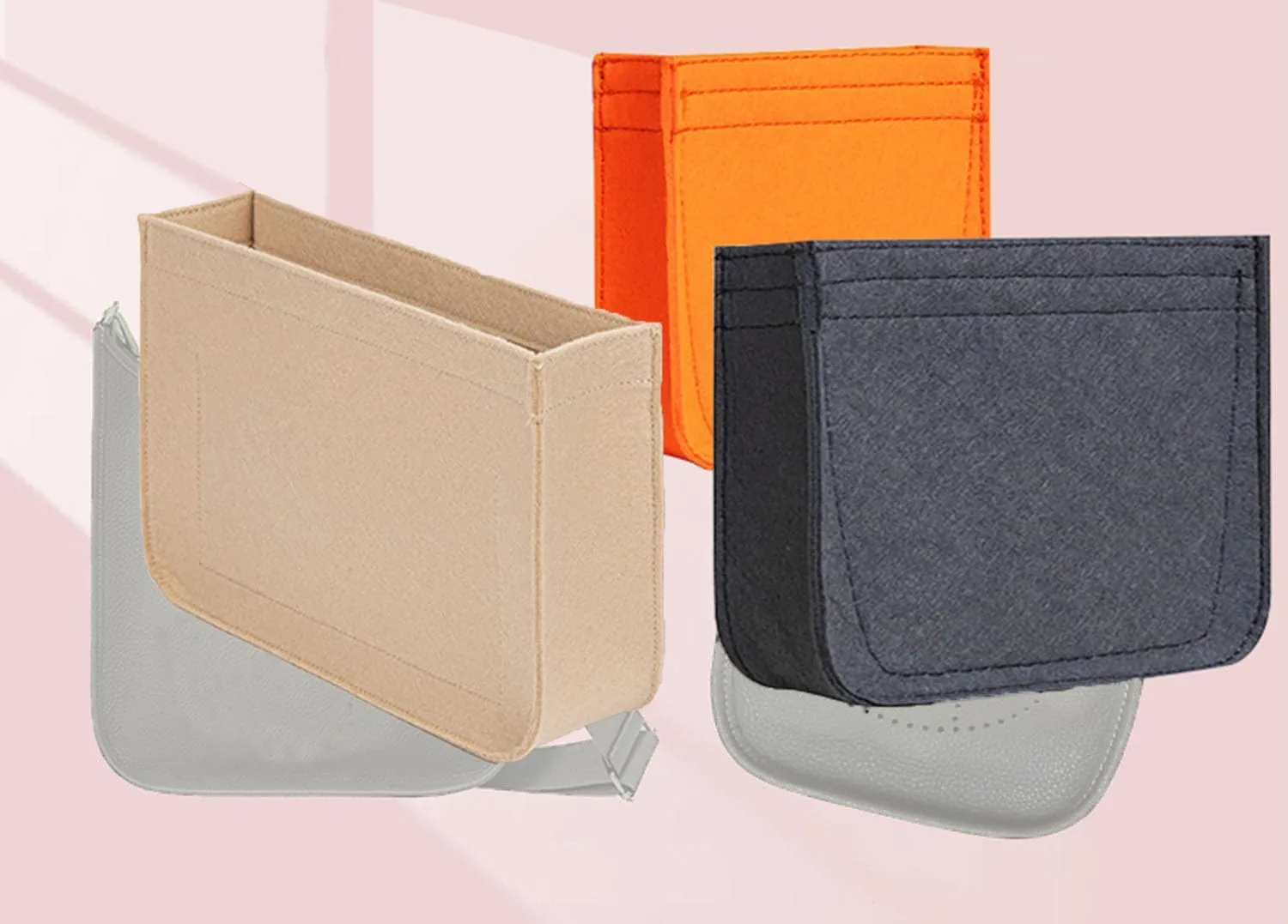 Lckaey Felt Organizer- for TPM Bag Evelyne III 16 Bags Insert- Handbag insert Purse-1003brown-S