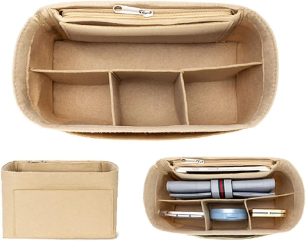 Lckaey Purse Organizer for celine nano belt bag organizer bag insert felt bag organizer 3037Beige-S