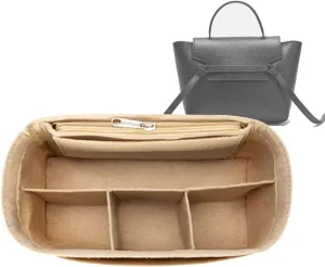 Lckaey Purse Organizer for celine nano belt bag organizer bag insert felt bag organizer 3037Beige-S