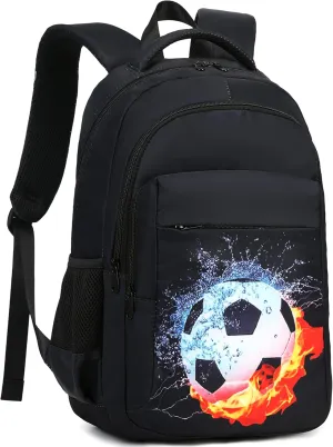 LEDAOU School Backpack Kids Teen Boys Girls Bookbag Daypack School Bag (Football Black A)