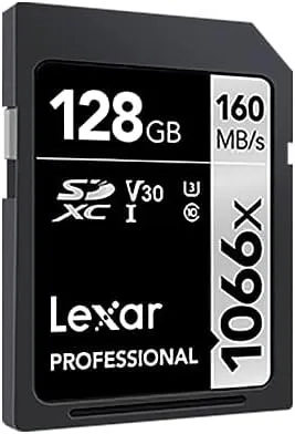 Lexar 128GB Professional 1066x SD Card, UHS-I, C10, U3, V30, Full HD, 4K, Up To 160MB/s Read SDXC Memory Card, for DSLR & Mirrorless Cameras (LSD1066128G-BNNNU)