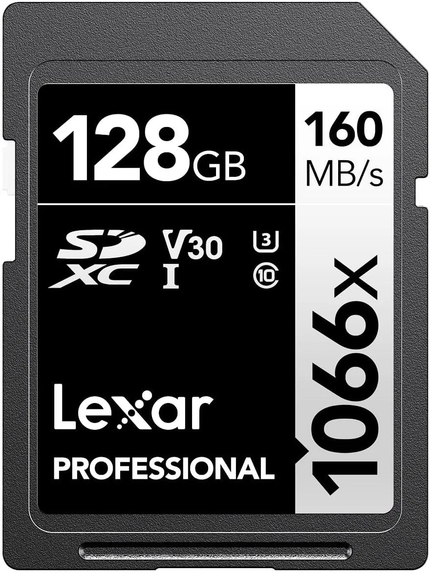 Lexar 128GB Professional 1066x SD Card, UHS-I, C10, U3, V30, Full HD, 4K, Up To 160MB/s Read SDXC Memory Card, for DSLR & Mirrorless Cameras (LSD1066128G-BNNNU)