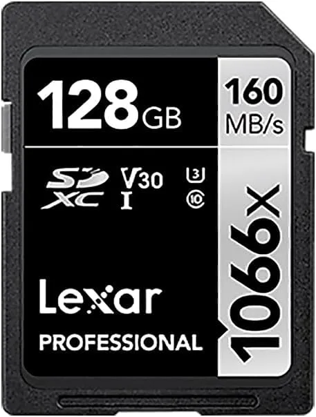 Lexar 128GB Professional 1066x SD Card, UHS-I, C10, U3, V30, Full HD, 4K, Up To 160MB/s Read SDXC Memory Card, for DSLR & Mirrorless Cameras (LSD1066128G-BNNNU)