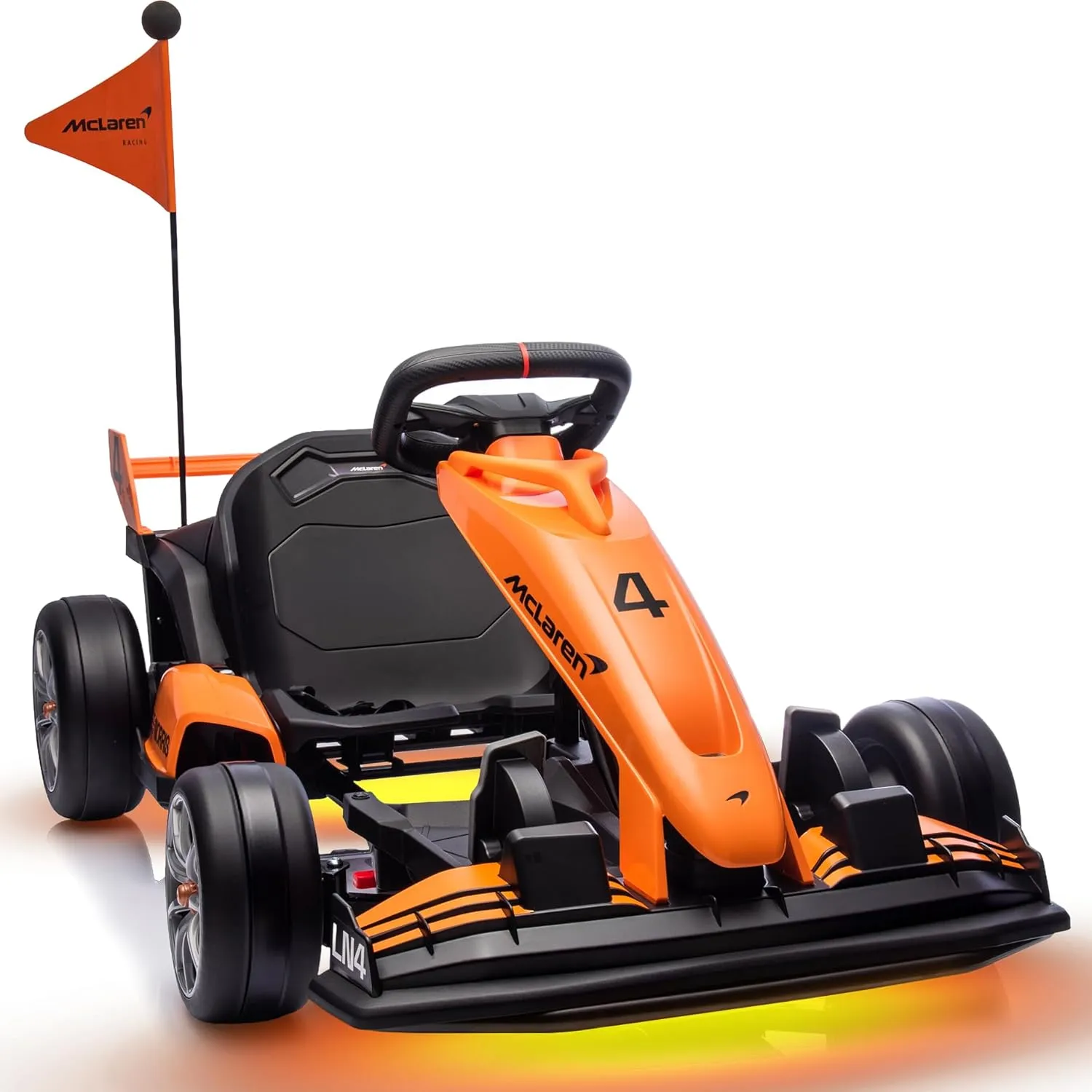 Licensed McLaren Electric Go Kart for Kids, 24V 7AH Electric Drift Kart Car with Adjustable Seat, 7.5 MPH Battery Powered Crazy Cart for Kids, Racing Toy with Fast Two 200W Motors