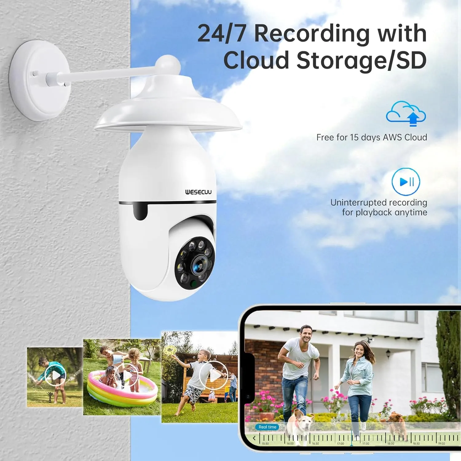 Light Bulb Security Camera 2Pack 5G& 2.4GHz WiFi 2K Security Cameras Wireless Outdoor Motion Detection and Alarm,Two-Way Talk,Color Night Vision,Human Detection, Bulb Camera Compatible with Alexa