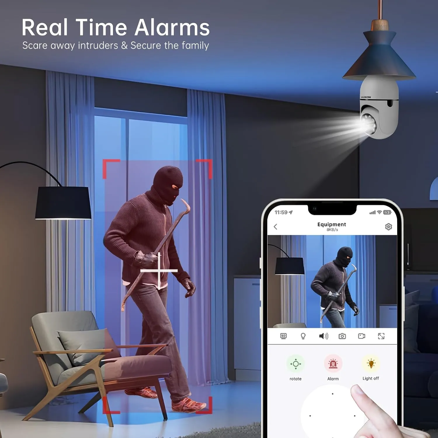 Light Bulb Security Camera 2Pack 5G& 2.4GHz WiFi 2K Security Cameras Wireless Outdoor Motion Detection and Alarm,Two-Way Talk,Color Night Vision,Human Detection, Bulb Camera Compatible with Alexa