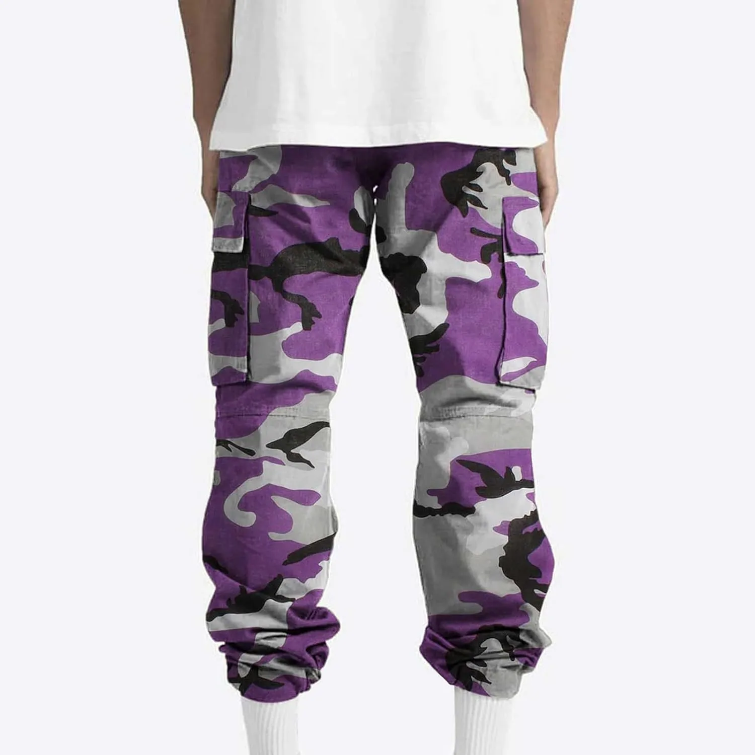 Light Weight Cargo Pants for Men Casual Outdoor Hiking Cotton Joggers Loose Fit Work Multi Pockets Baggy Track Pants