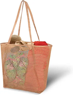 Lightweight Mesh Beach Bag - Beach Tote Bag with Thicker and Softer Straps - Packable Beach Bag with Inner Zipper