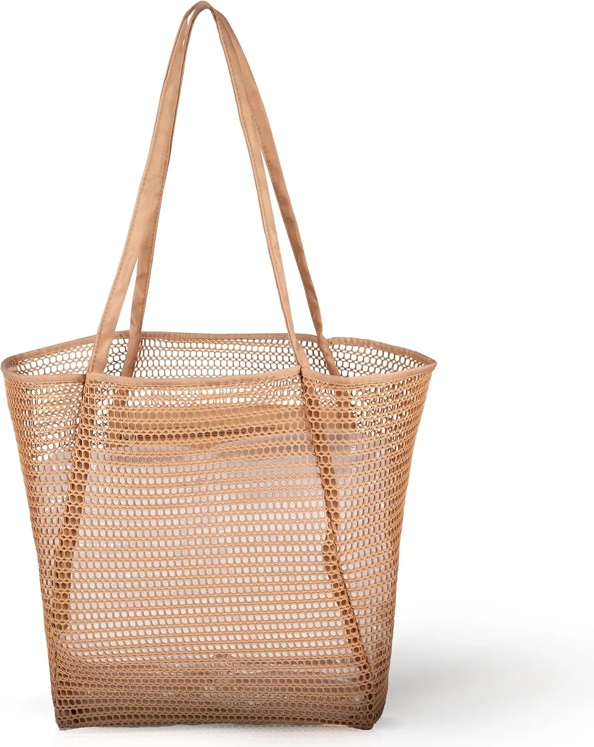 Lightweight Mesh Beach Bag - Beach Tote Bag with Thicker and Softer Straps - Packable Beach Bag with Inner Zipper