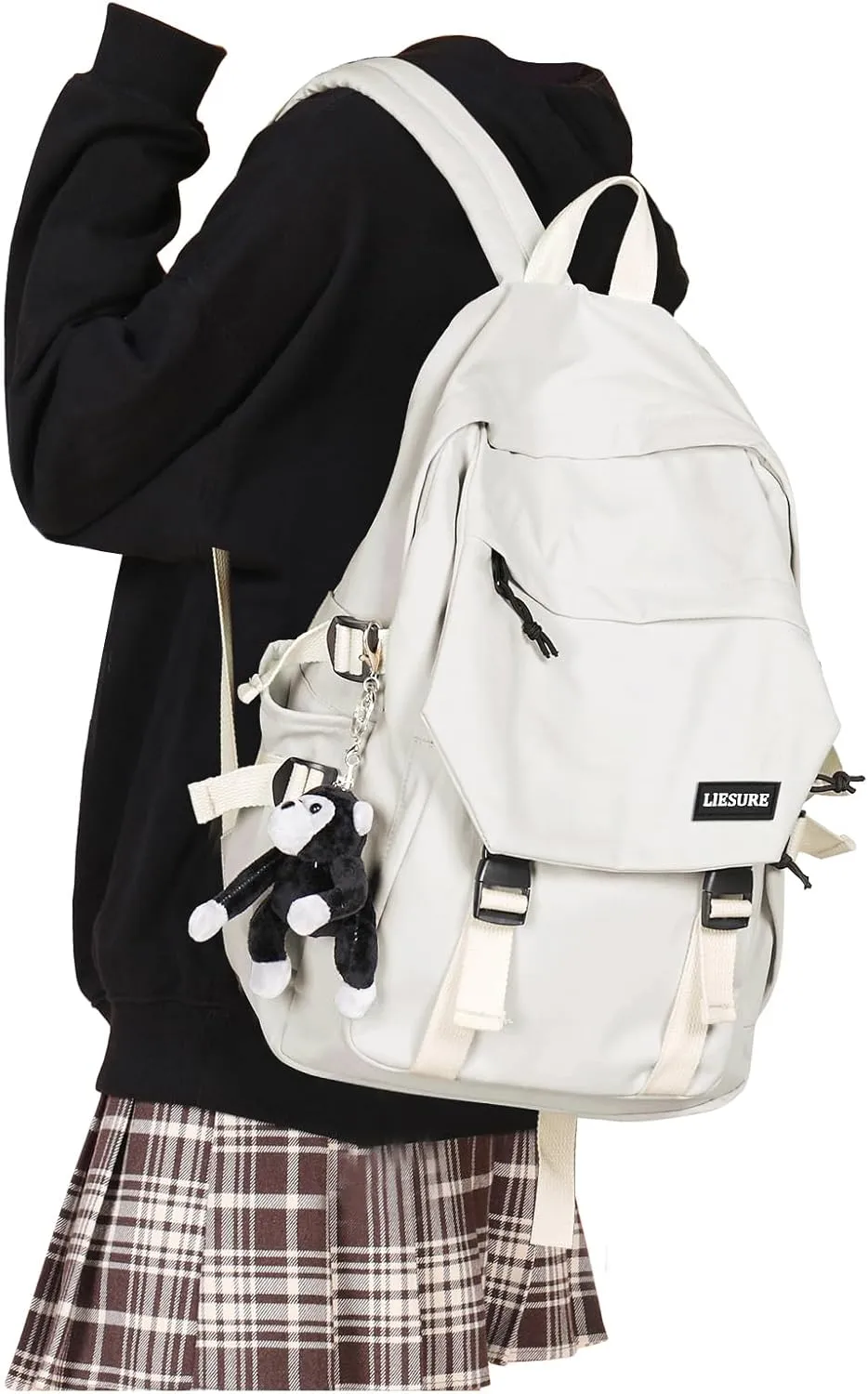 Lightweight School Bag Casual Daypack College Laptop Backpack for Men Women Water Resistant Travel Rucksack for Sports High School Middle Bookbag for girls（White）