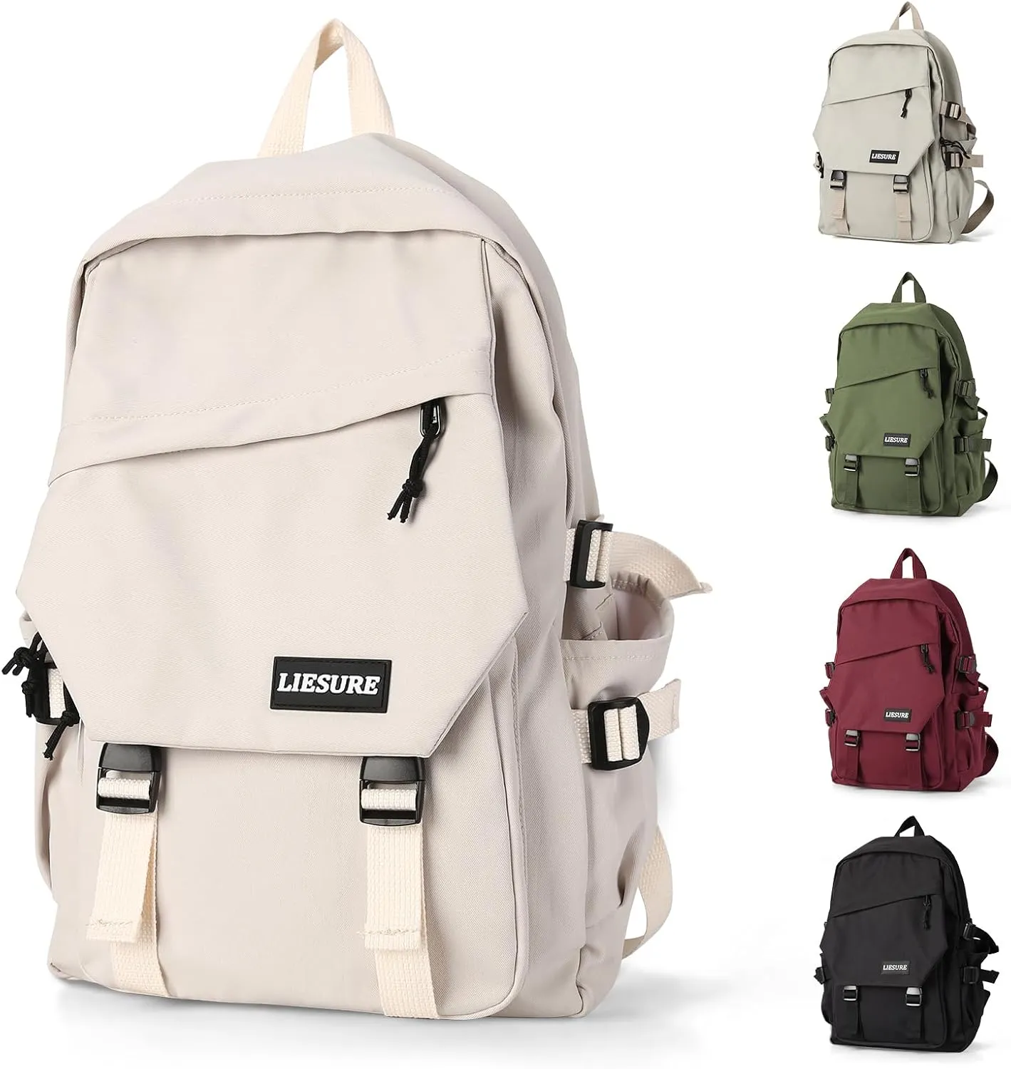 Lightweight School Bag Casual Daypack College Laptop Backpack for Men Women Water Resistant Travel Rucksack for Sports High School Middle Bookbag for girls（White）