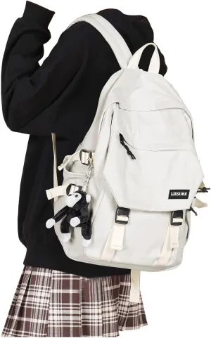 Lightweight School Bag Casual Daypack College Laptop Backpack for Men Women Water Resistant Travel Rucksack for Sports High School Middle Bookbag for girls（White）