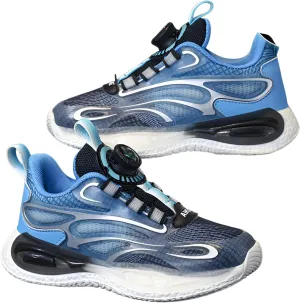 lilaBelle]【Rotary Buckle Design Kids Light Up Sneakers | Boys Running Shoes Breathable Mesh with Non-Slip Sole | Lightweight Sports Shoes for School, Outdoor Activities & Daily Wear (Glowing Blue)