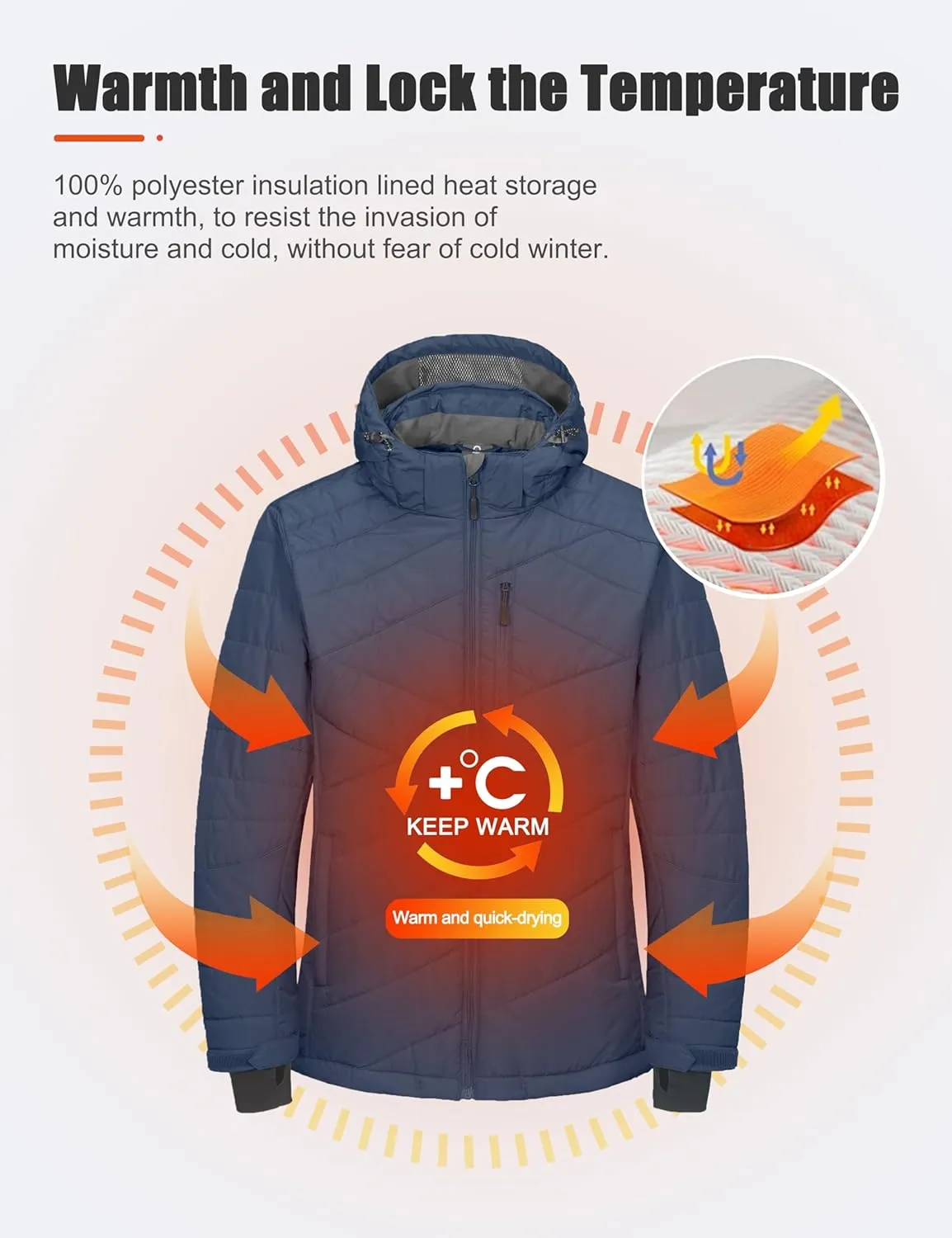 Little Donkey Andy Men's Warm Ski Jacket Water Resistant Insulated Snowboarding Jacket Windproof Winter Snow Coat