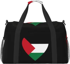 Love Palestine Flag Travel Duffel Bag Large Foldable Waterproof Overnight Bag For Beach Swim Bags Pool Sports Gym