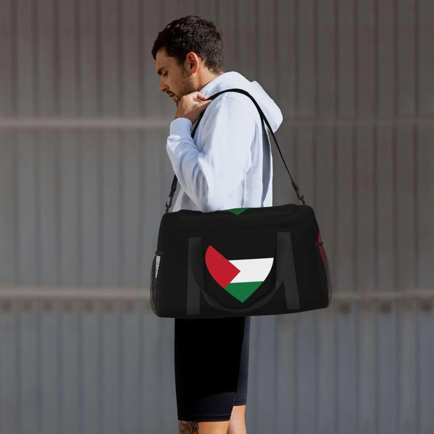 Love Palestine Flag Travel Duffel Bag Large Foldable Waterproof Overnight Bag For Beach Swim Bags Pool Sports Gym