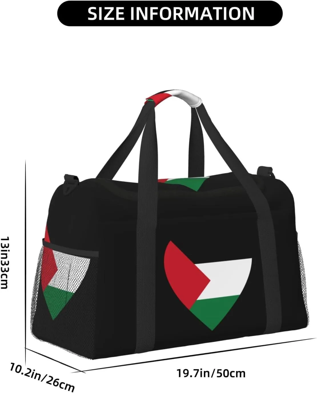 Love Palestine Flag Travel Duffel Bag Large Foldable Waterproof Overnight Bag For Beach Swim Bags Pool Sports Gym