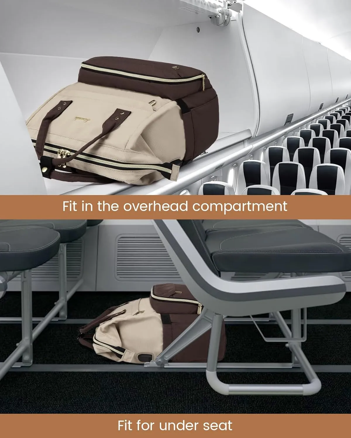 LOVEVOOK Laptop Backpack for Women, Fashion Travel Computer Business Bags, Doctor Nurse Backpack Purse For Work with USB Port, Fits 17-Inch Laptop, Light Apricot-Coffee