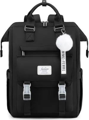 LOVEVOOK School Backpack for Student,15.6 Inch College Backpack, Light Weight Cute Bookbag for Girls, Waterproof Casual Daypack Laptop Backpack fits School Travel Casual（Black）