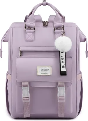 LOVEVOOK School Backpack for Student,15.6 Inch College Backpack, Light Weight Cute Bookbag for Girls, Waterproof Casual Daypack Laptop Backpack fits School Travel Casual（Taro Purple）