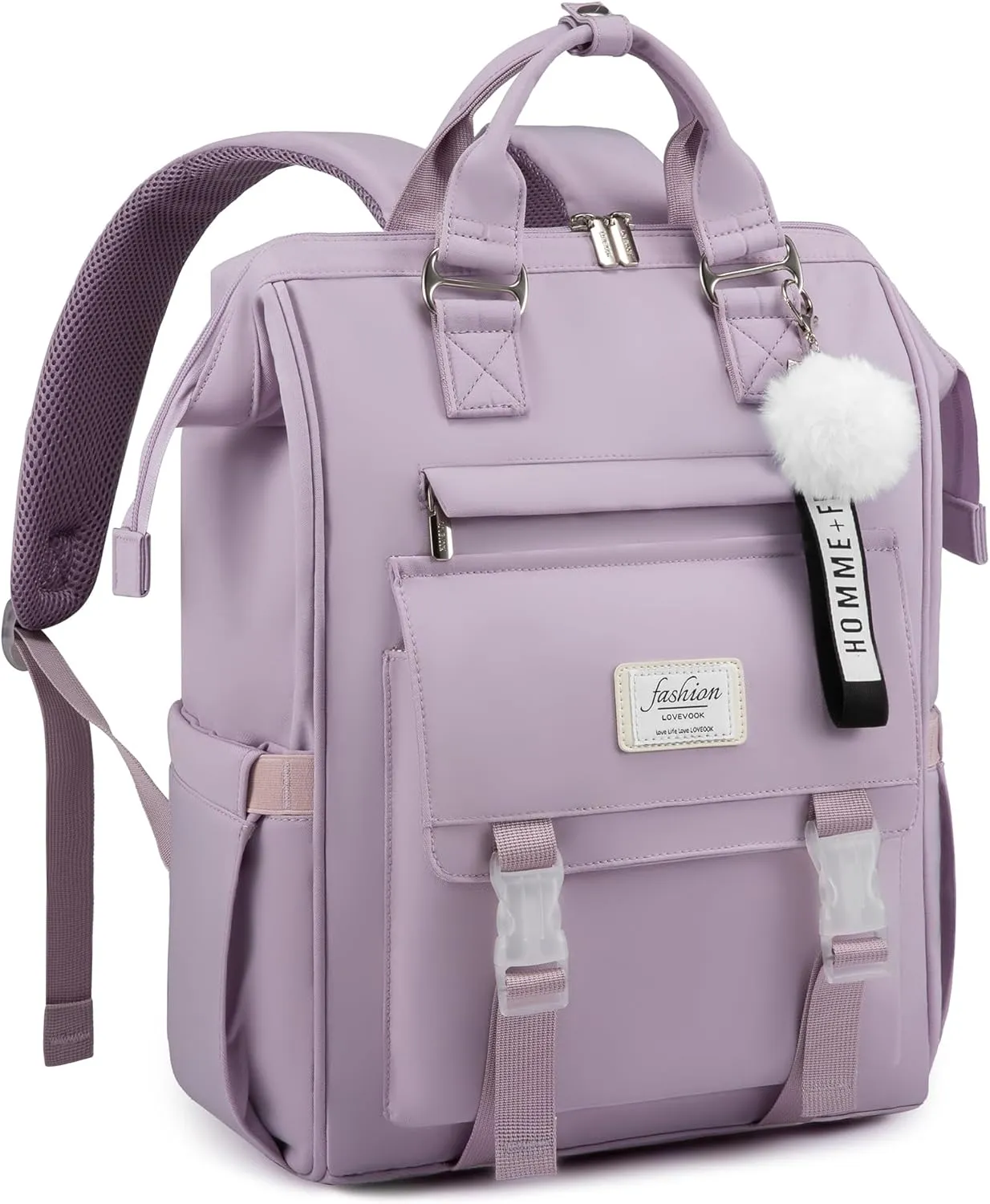 LOVEVOOK School Backpack for Student,15.6 Inch College Backpack, Light Weight Cute Bookbag for Girls, Waterproof Casual Daypack Laptop Backpack fits School Travel Casual（Taro Purple）