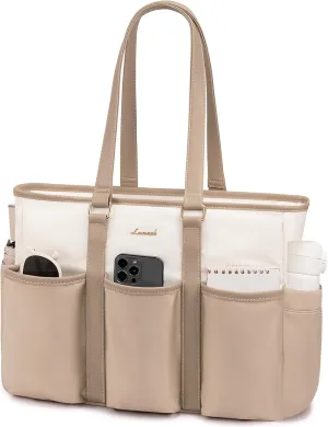 LOVEVOOK Teacher Tote Nurse Bag for Women Work, 15.6 Inch Laptop Bag for Women With Large Cup Holder, Utility Everything Bag For Travel College Daily, Large Computer Purse Handbag, On The Go Tote