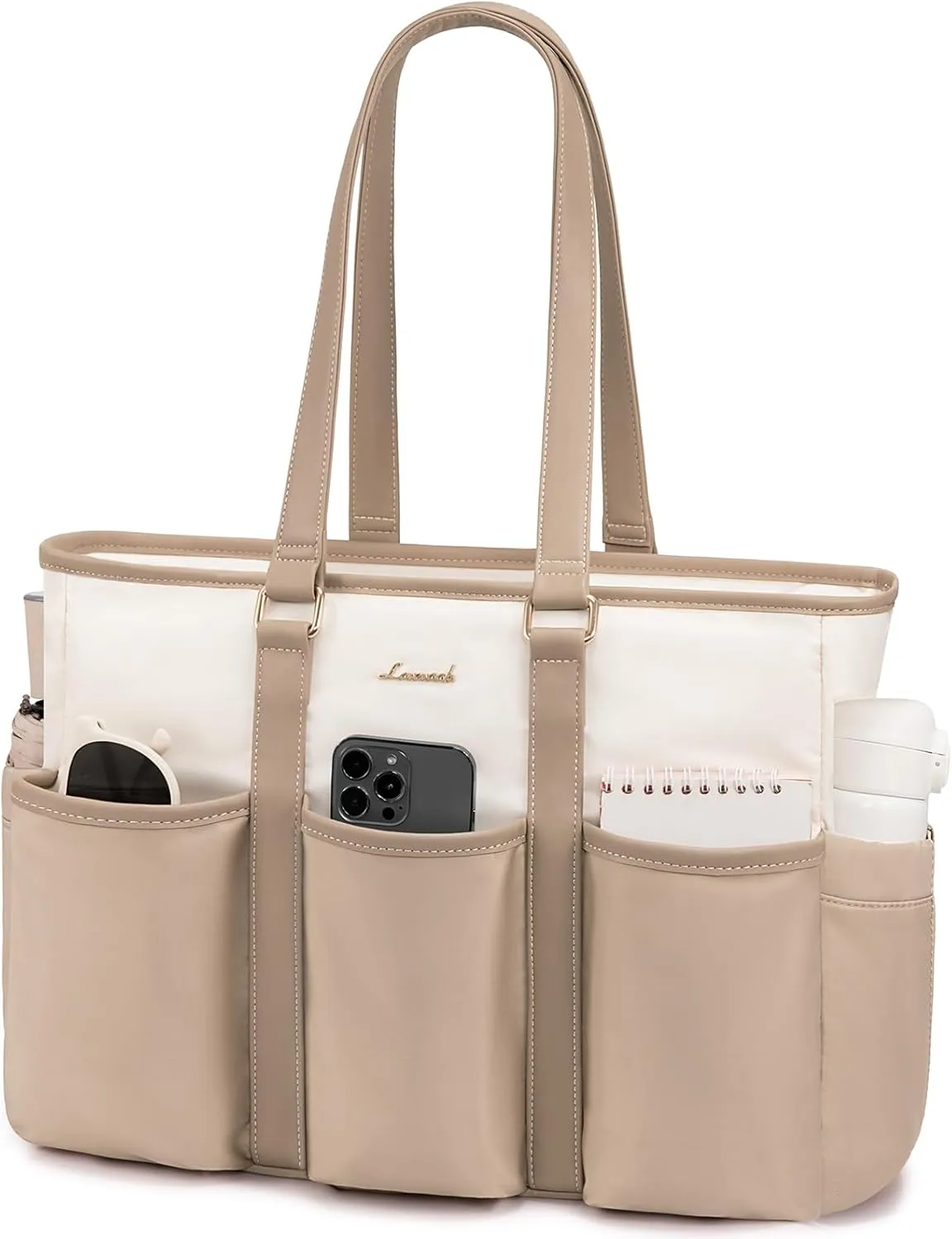 LOVEVOOK Teacher Tote Nurse Bag for Women Work, 15.6 Inch Laptop Bag for Women With Large Cup Holder, Utility Everything Bag For Travel College Daily, Large Computer Purse Handbag, On The Go Tote