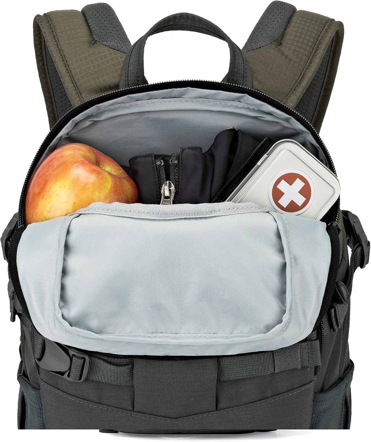 Lowepro LP37014-PWW, Flipside Trek BP 250 AW Backpack for Camera with ActiveZone Suspension System, Tablet Compartment, Grey/Dark Green