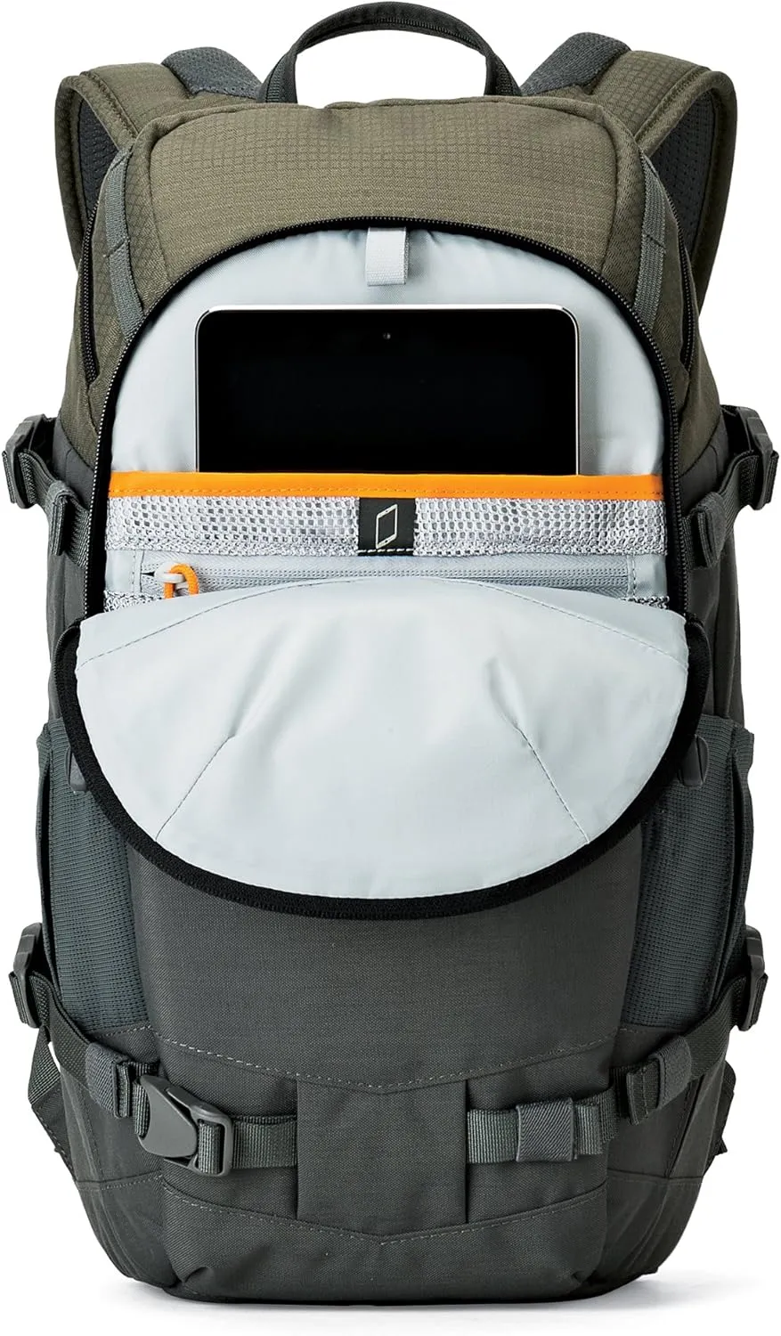 Lowepro LP37014-PWW, Flipside Trek BP 250 AW Backpack for Camera with ActiveZone Suspension System, Tablet Compartment, Grey/Dark Green