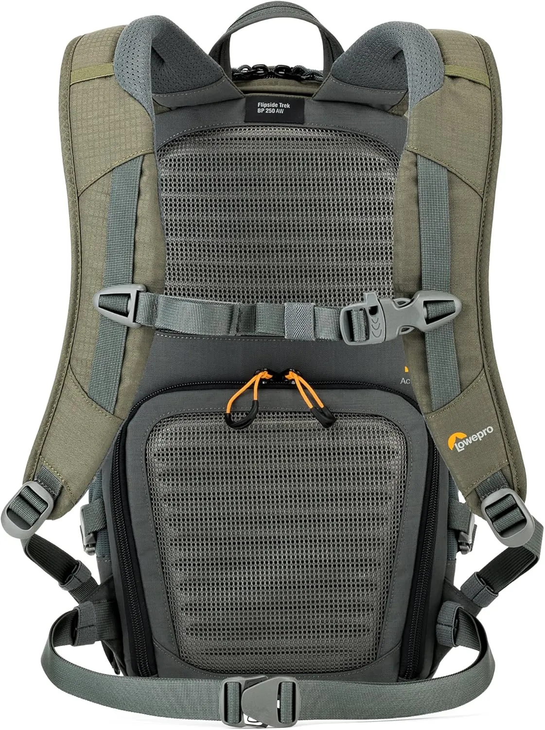 Lowepro LP37014-PWW, Flipside Trek BP 250 AW Backpack for Camera with ActiveZone Suspension System, Tablet Compartment, Grey/Dark Green
