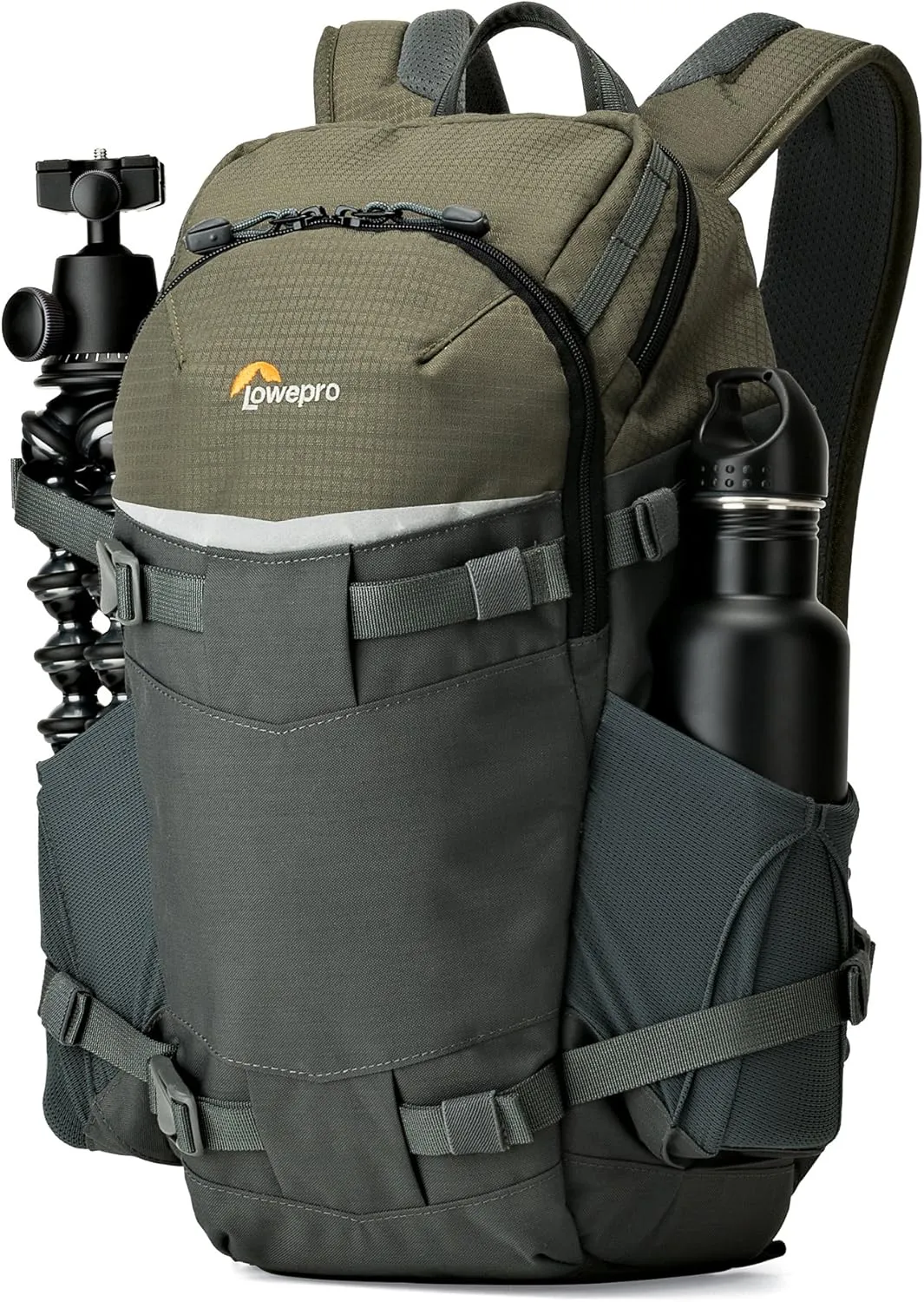 Lowepro LP37014-PWW, Flipside Trek BP 250 AW Backpack for Camera with ActiveZone Suspension System, Tablet Compartment, Grey/Dark Green