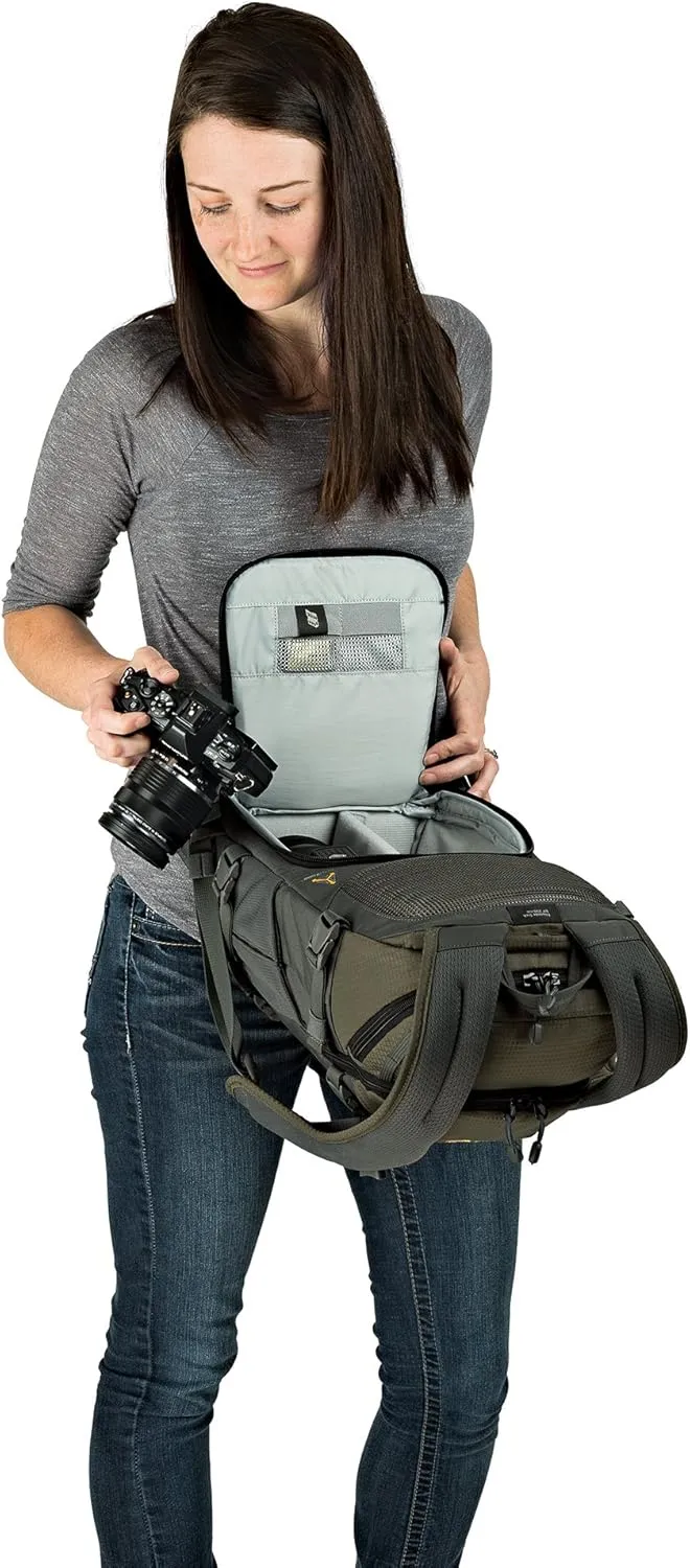 Lowepro LP37014-PWW, Flipside Trek BP 250 AW Backpack for Camera with ActiveZone Suspension System, Tablet Compartment, Grey/Dark Green