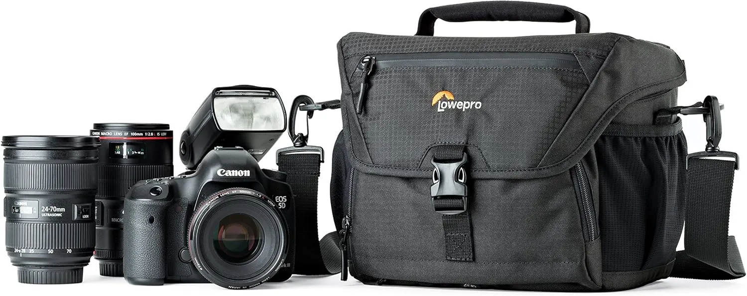 Lowepro LP37123, Nova 180 AW II Camera Bag, Waterproof, Customizable, Fits Pro-Depth DSLR with Lens, Compact Drone, 3-4 Additional Lenses, Flash, Black