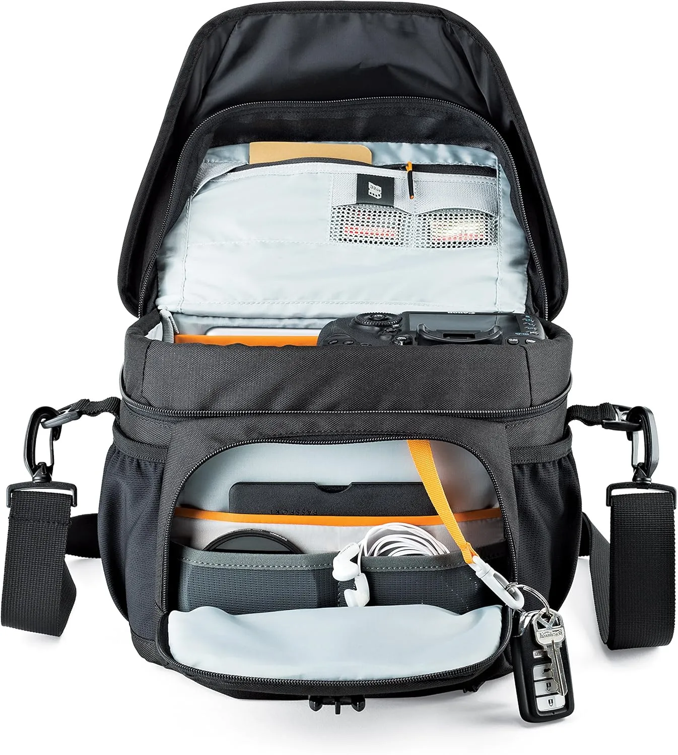 Lowepro LP37123, Nova 180 AW II Camera Bag, Waterproof, Customizable, Fits Pro-Depth DSLR with Lens, Compact Drone, 3-4 Additional Lenses, Flash, Black