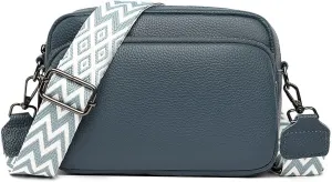 Lushandy Genuine Leather Crossbody Bags for Women Trendy Crossbody Camera Purse Small Shoulder Bag with Guitar Strap