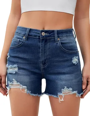 luvamia Jean Shorts for Women High Waisted Trendy Summer Casual Ripped Cutoff Stretchy Distressed Denim Shorts Jorts
