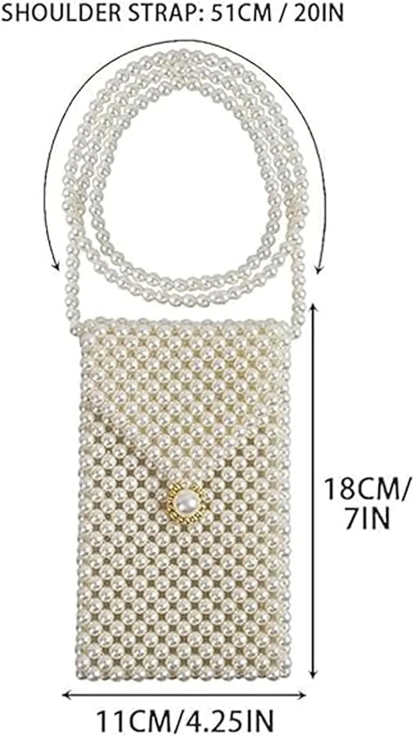 Luxury Pearl Chain Bag Purse, Shoulder Crossbody Evening Bag for Party