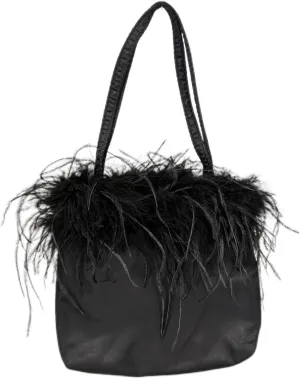 LVCOMEFF Women Ostrich Feather-trim Satin Evening Purse Silky Mini Handbag Cute for Party Peach Fuzz Elegant