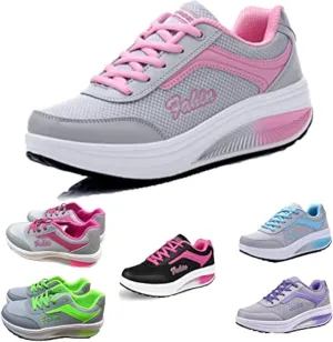 Lymphvity Womens lace-up Walking Shoes Arch Support Breathable Wedge Platform Sneakers Low-top Casual Light Weight Orthotic Sneakers for Plantar Fasciitis