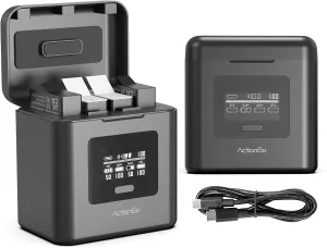 MA4 7000mAh Camera Mobile Charging Steward - Designed for GoPro Hero Black 5/6/7/8/9/10/11/12 and DJI Action 3/4/5 pro, Dual USB-C Ports, High-Speed Card Reader, App Connected