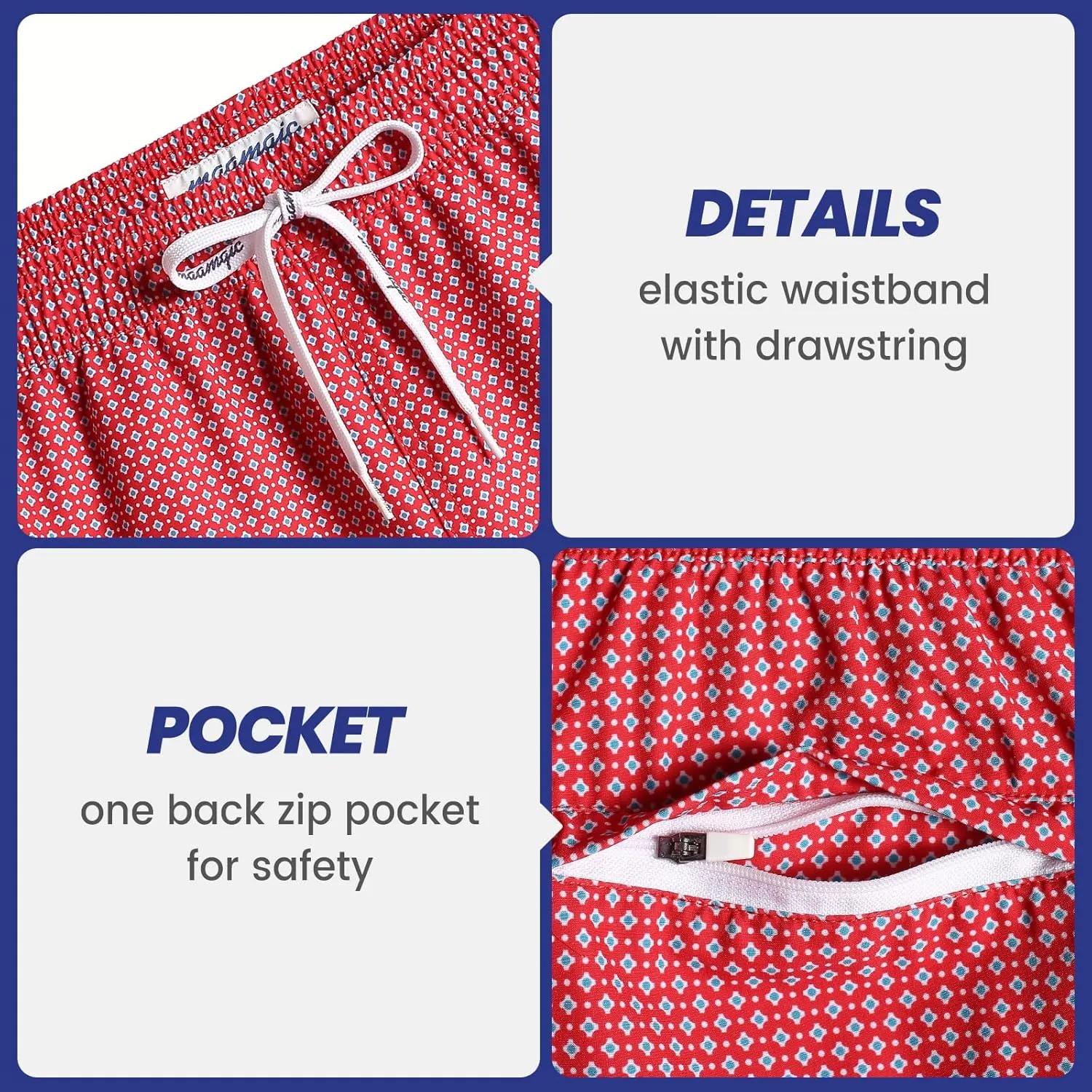 maamgic Mens 7" Stretch Swim Trunks Quick Dry Mesh Lining Swimwear Bathing Suits