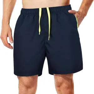 MADHERO Men Swim Trunks with Zipper Pockets Quick Dry Bathing Suits Mesh Lining