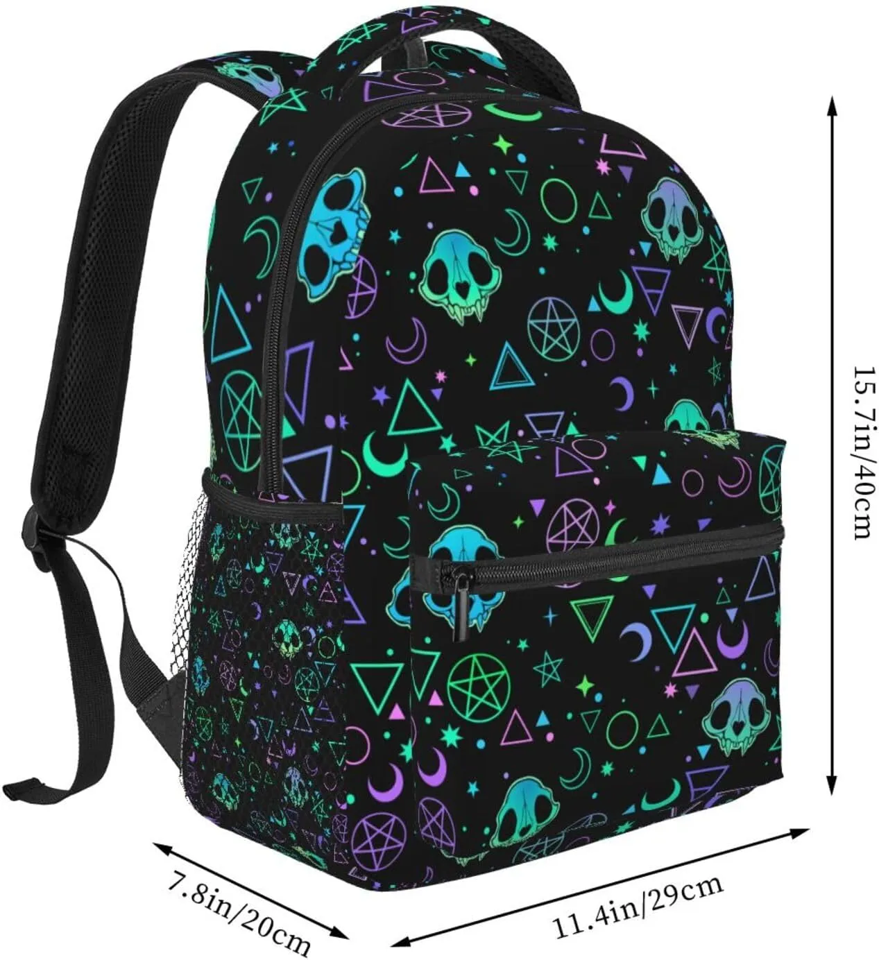 Magic Skull Moon Star Gothic Backpack For School Laptop Bags Bookbag Big Casual Daypack For Student Girls Boys Kids Teens Travel Sports Work