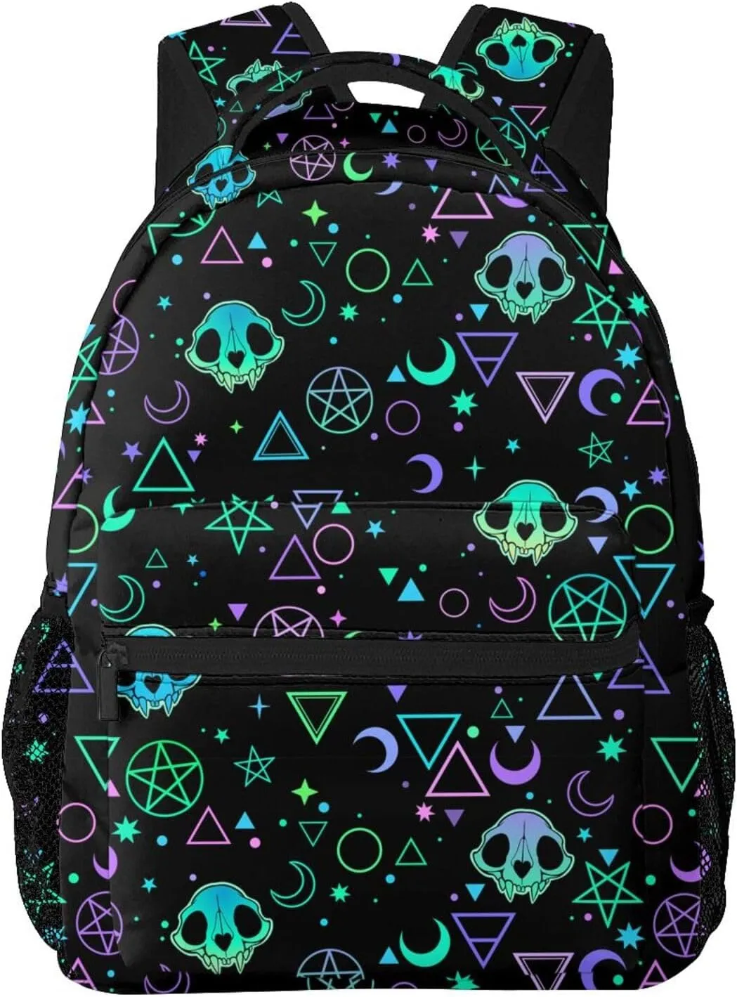 Magic Skull Moon Star Gothic Backpack For School Laptop Bags Bookbag Big Casual Daypack For Student Girls Boys Kids Teens Travel Sports Work